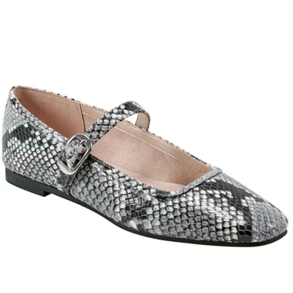Marc Fisher Garissa 2 Snake-Print Mary Jane Flats Nwt Size 8M